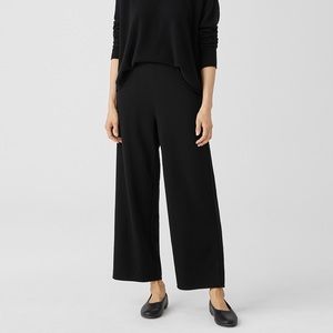 Eileen Fisher Black Milano Viscose Wide Leg Crop Knit Pants